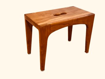 Handcrafted Mid Century Cherry Wood Stool By Norwalk Artisan