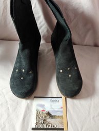 Sanita Square Boot Oil Leather And Wood Sole Size 39