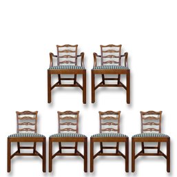 Stickley Ribbonback Chairs With Striped Upholstered Seat