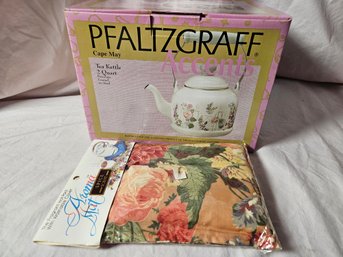 Pfaltzgraff Cape May Tea Kettle And Aroma Mat - NIB