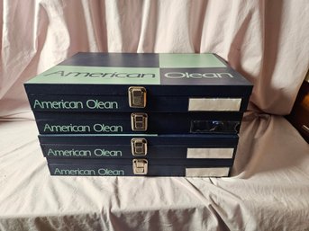 Four Empty Tile Boxes, Great For Storage Of Beads, Fishing, Buttons Or Odds And Ends