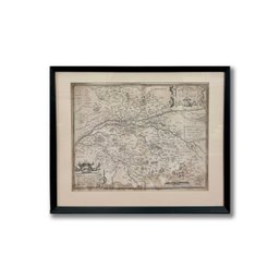 17th Century Copperplate Colored Engraving Map Of Touraine France Abraham Ortelius (1527-1598)