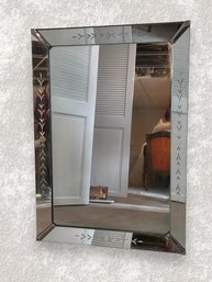 Vintage Art Deco 1920-1940's Venetian Etched Shadow Box Beveled Wall Mirror.