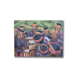 Oil On Canvas Gamelon Band Funeral Music Bali Indonesia Artist Signed Daniele Tzeutschler