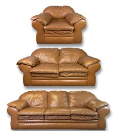 Cerrito 3pc Leather Set In Caramel Tone