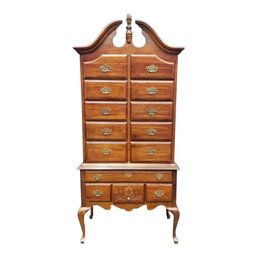 Vintage American Drew Traditional Highboy Chest That Converts Into A Fabulous Liquor Cabinet With Lighting