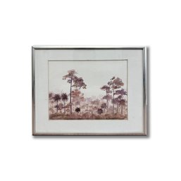 Palm Watercolor Artist Signed D. Tzeutschler