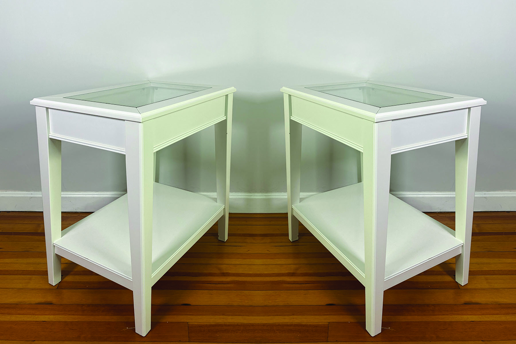 Pair White With Glass Top Side Tables IKEA 40759925