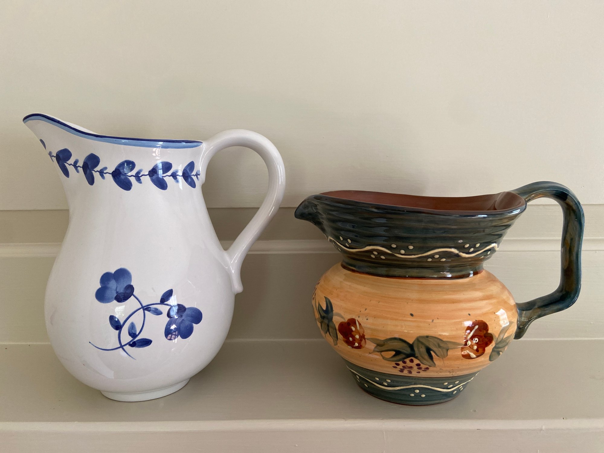 R.B. Bernarda White With Blue Floral Pitcher And Hand Painted Avignon