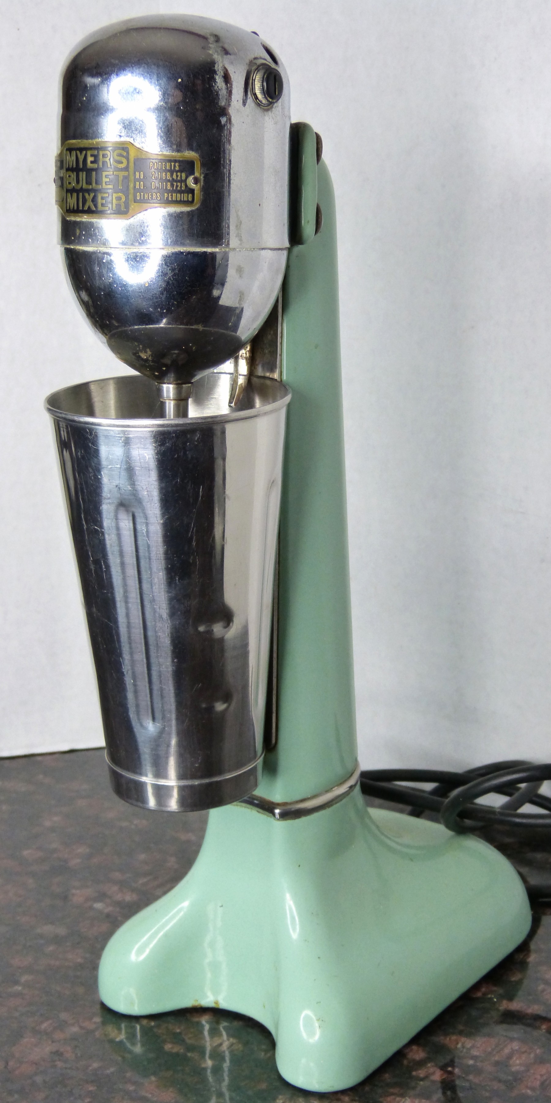Vintage Myers Bullet Mixer Green Porcelain Milkshake Mixer W  display picture 1