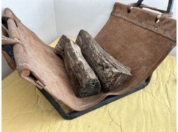 Leather & Iron Log Holder
