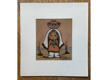 Vintage Sand Painting By Gerda Christoffersen Depicting An Oodee