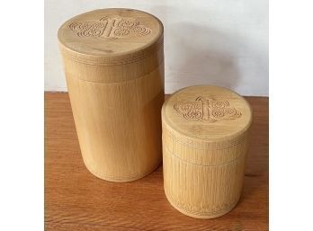Two Bamboo Lidded Containers From Wood Stalk Bamboo.com