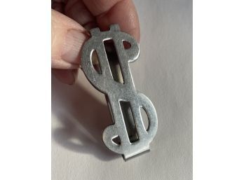 Vintage Stainless Steel Dollar Sign Money Clip