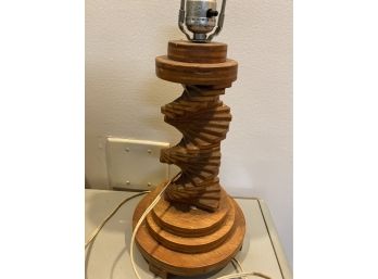 Unique Mid Century Wooden Lamp In Shape Style Of A Staircase