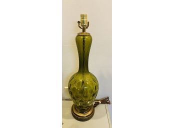 Mid Century Green Glass Table Lamp