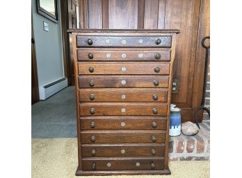 Antique Clark Giddings & Company Watchmakers Cabinet With Crystal Pocket Watch Faces
