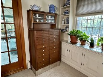 Antique Early 1900s Twenty Four Drawer Dental Cabinet From New York City Dentist Office