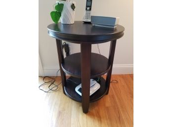 Elegant Darkwood End Table With Shelves