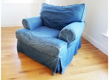 Crate & Barrel Chair With Denim Cover