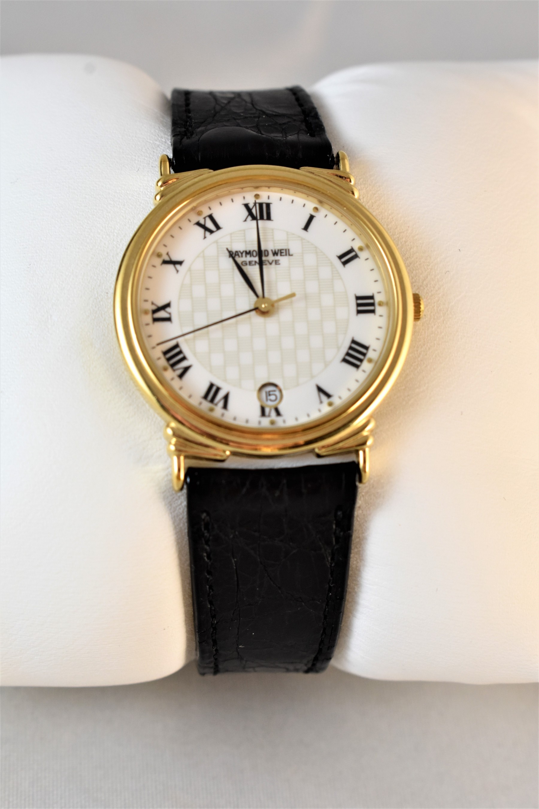 RAYMOND WEIL 腕時計 5531バンド新品。電池新品。 Raymond Weil Geneve Unisex White Dial Black Leather Band Watch