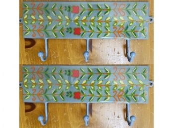 Set Of Painted Metal Hooks