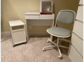 Computer Desk And Chair With Small Cabinet