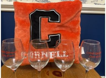 Cornell Pillow And Set Of 4 Cornell Class Of 2016 Wine Glasses