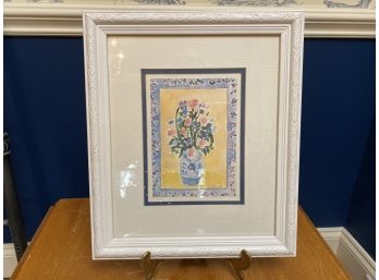 Framed Blue & White Jar Watercolor Print