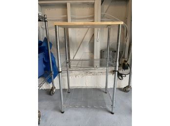 Small Wire Storage Shelf With Wood Top