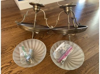 Pair Of Ceiling Fixtures With Glass Shades
