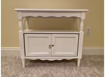 Pretty White Side Table With Cabinet