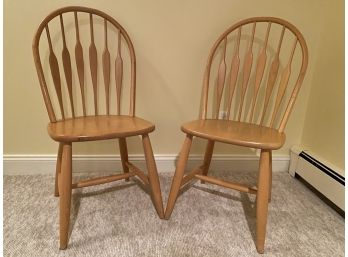 Pair Of Wooden Windsor Dining Chairs