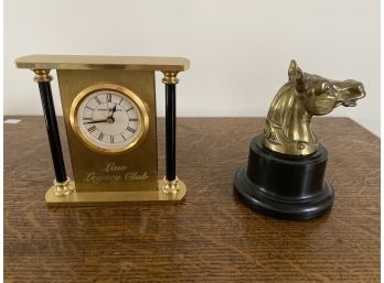 Lot Of Desk Items, Including Law Legacy Club Clock