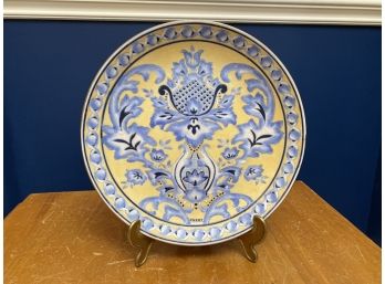 Vintage Blue & Yellow Oriental Accent Decorative Plate