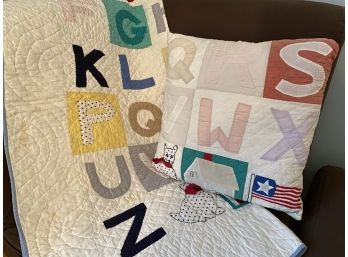 Judi Boisson 'Alphabet' Quilt And Pillow, 1990
