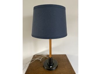 Wood Lamp With Blue Shade