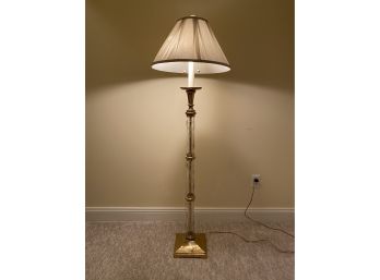 Brass And Etched Glass Floor Lamp