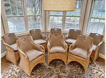 Set Of 8 Ralph Lauren Jamaica Wicker Dining Chairs