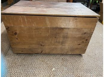 Antique Wooden Storage Trunk-Sized Box Marked C B Davis Boston And Canaan High School