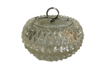 Amazing Vintage Sawtooth Cut Glass Bowl With Lid