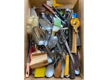 Box Of Vintage Kitchen Utensils