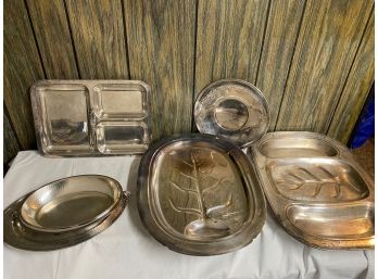 Vintage Silver Plate Trays Including Tree Trays