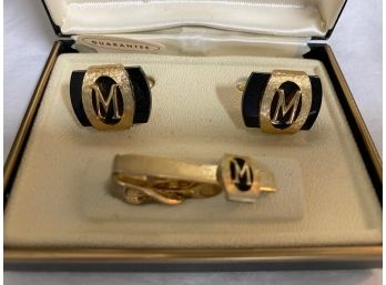 Monogrammed Cufflinks And Tie Clip