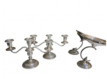 Elegant Sterling Silver Candelabras And Serving Dishes