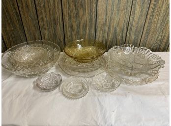 Vintaged Etched Glass Serving Bowls
