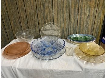 Collection Of Colorful Glass Platters
