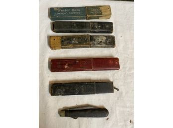 COLLECTION OF STRAIGHT EDGE RAZORS AND ONE POCKET KNIFE