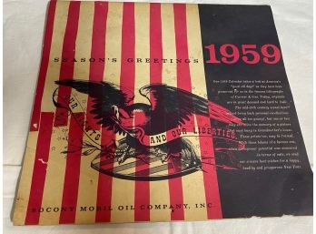Rare Season's Greeting 1959 Calendar Socony Mobil Oil Co