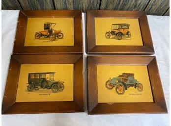 Four Small Laminated Car Prints